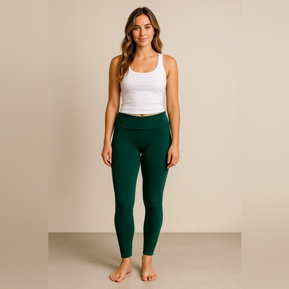 Victoria’s Secret Beautiful forest green fold over pink leggings yoga pants XXL - Picture 1 of 6